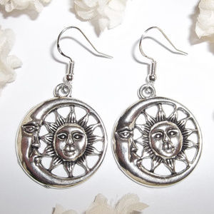 Earrings Silver Moon Star Celestial Jewelry 1561